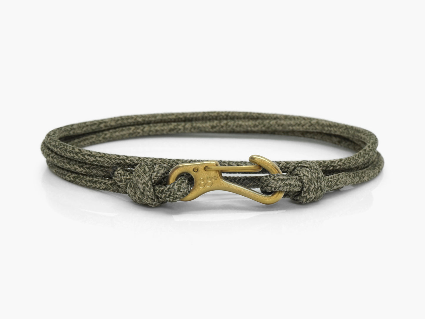 Forest Green & Brass Gold Carabiner Bracelet