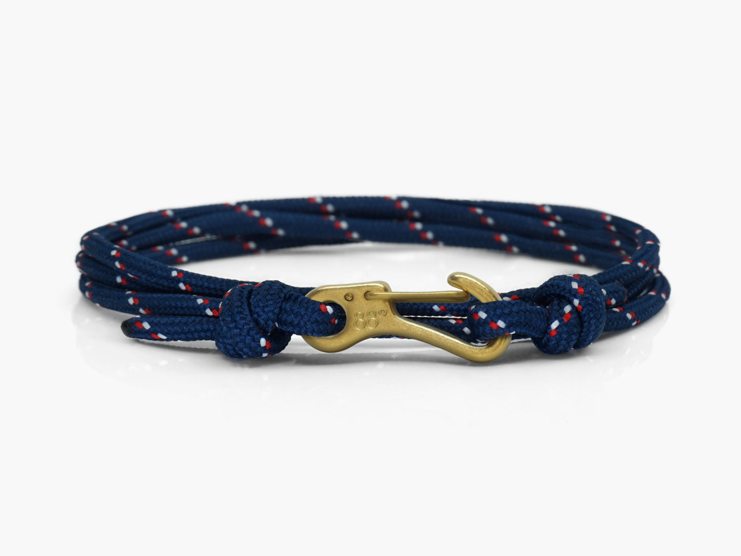 Navy Stripe & Brass Gold Carabiner Bracelet